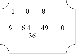 Tabliczka: 1 0 8
9 6 4 49 10
36